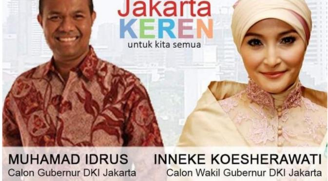 Sebuah poster yang menunjukan Inneke Koesherawati ikut dalam Pilkada Jakarta 2017.