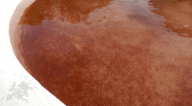 Air mancur berubah warna menjadi merah tua seperti darah membuat terkejut warga di Spanyol. (Live Science)