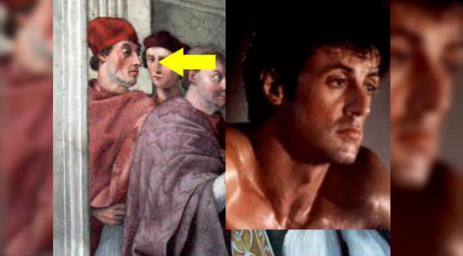 Melalui lukisan Raphael, seseorang mirip dengan Sylvester Stallone terlukis di Kota Vatikan. (Oddee.com)
