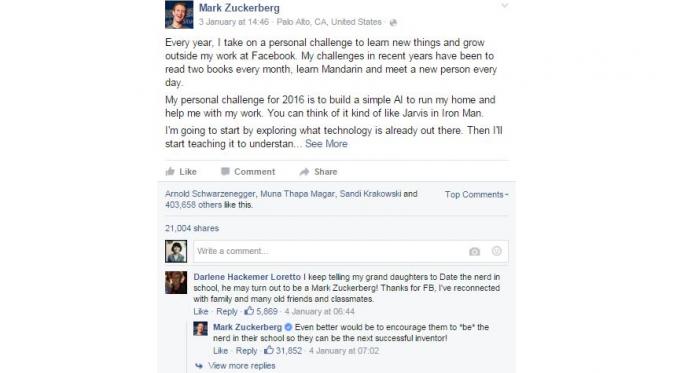 Jawaban Mark Zuckerberg. (Via: facebook.com/zuck)