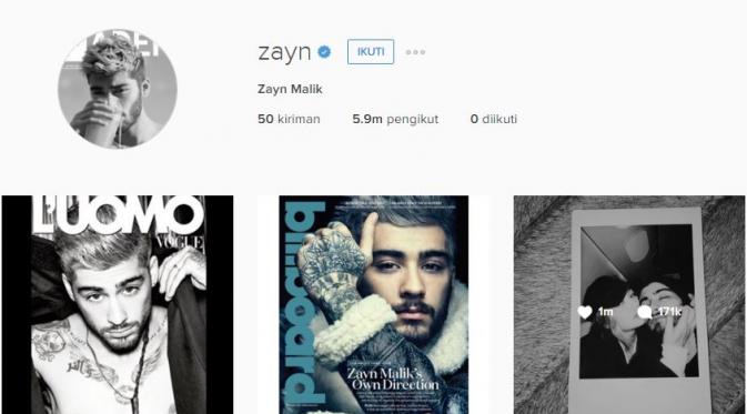 Instagram Zayn Malik masih 'sepi.' (via instagram.com/zayn/)