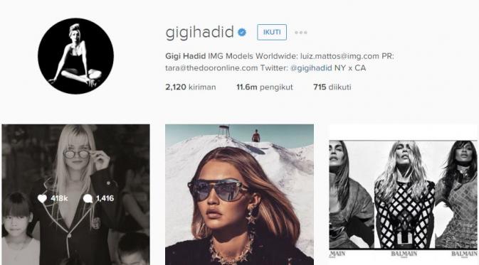 Instagram Gigi Hadid masih 'sepi.' (via instagram.com/gigihadid/)