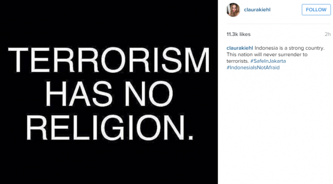 Cinta Laura Yakin Indonesia Mampu Melawan Teroris [foto: instagram/claurakiehl]