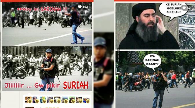 Meme penembak di teror Jakarta. (Media Sosial)