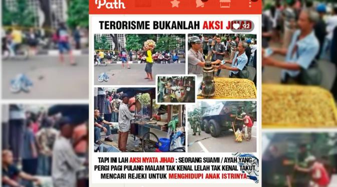 Postingan di dunia maya membahas penjual yang menjamur di dekat lokasi teror Jakarta. (Media Sosial)
