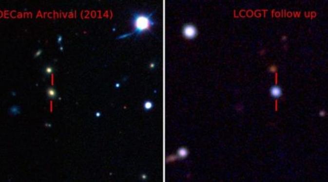 Para astronom berhasil mendeteksi supernova paling dahsyat yang pernah diamati. (Des/B.Shappee and The ASAS-SN Team)