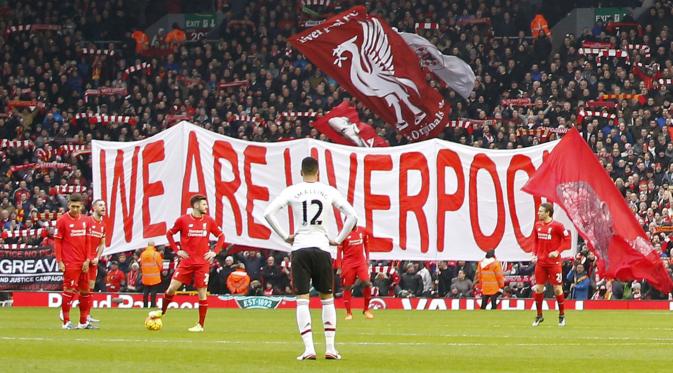 MU menghadapi Liverpool di Anfield pada lanjutan Liga Inggris, Januari 2016. (Reuters /Carl Recine)