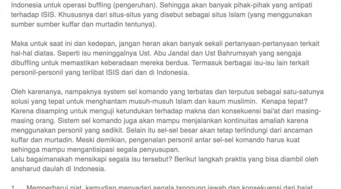 Alleged mastermind behind Jakarta terror attacks Bahrun Naim sharing command-strategy in blocked website (source:bahrunnaim.co)