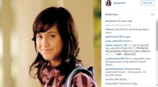 Pevita Pearce memperlihatkan foto saat masih berusia 10 tahun. (foto: instagram.com/pevpearce)