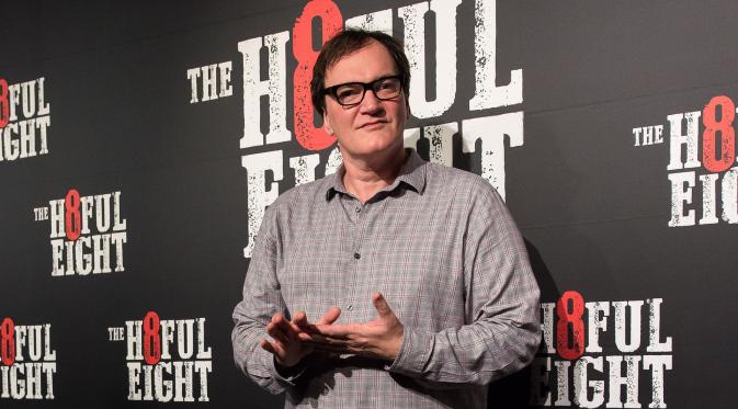 Quentin Tarantino, mempromosikan film terbarunya The Hateful Eight (Guardian)