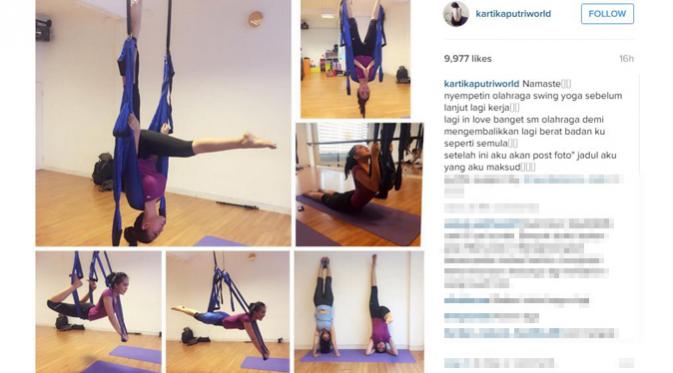 Kartika Putri lakukan olahraga keras demi mengembalikan bentuk tubuh semula [foto: instagram/kartikaputriworld]