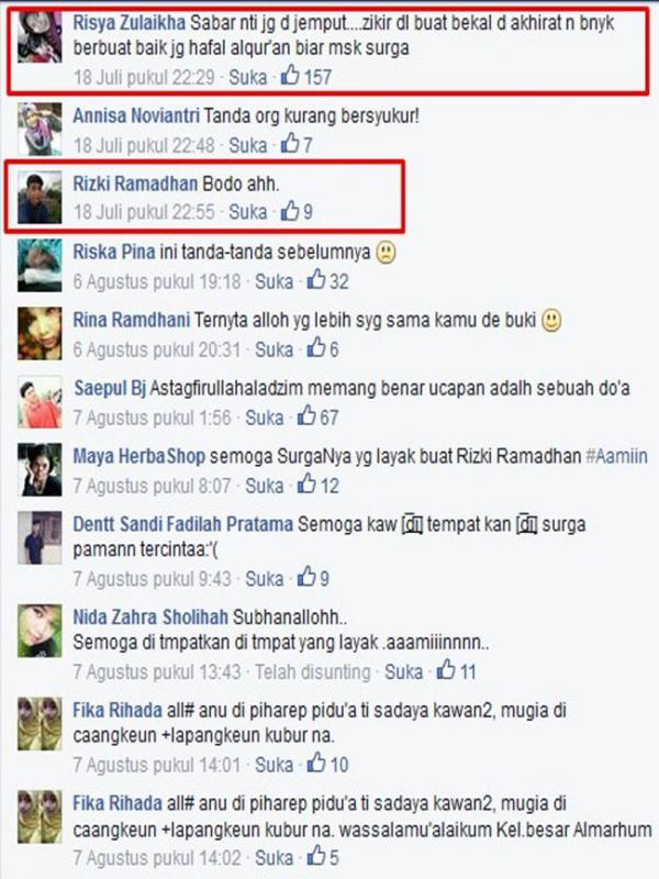 Status Facebook ini didengar Tuhan. Sang pemilik akun benar-benar dipanggil Yang Maha Kuasa | Via: kaskus.co.id