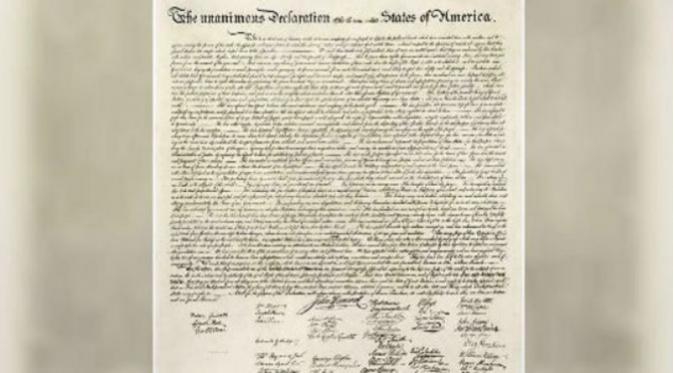 Salinan deklarasi kemerdekaan Amerika Serikat | Via: jadiberita.com