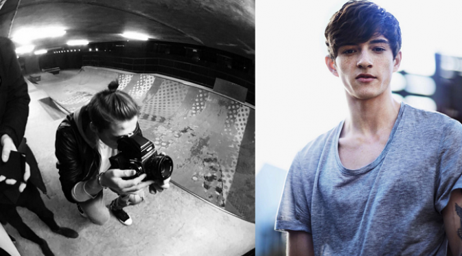 (kiri) Brooklyn Beckham ketika sedang memotret, (kanan) Model Burberry (sumber hngn.com/instagram Burberry)