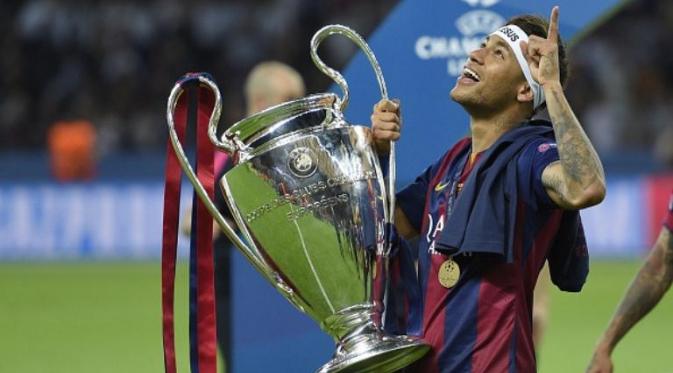 Neymar membawa Barcelona meraih gelar Liga Champions 2015. (AFP/Lluis Gene)