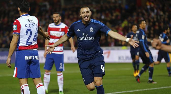 Karim Benzema di laga Granada vs Real Madrid (Reuters)
