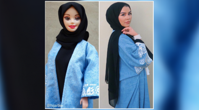 Busana berhijab Barbie terinspirasi dari para blogger dan bintang Instagram terkini. (Instagram/Hijarbie)
