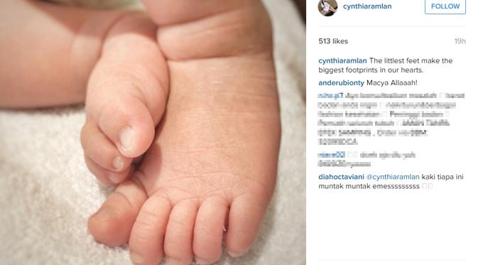 Cynthia Ramlan mengunggah foto anak pertamanya. (foto: instagram.com/cynthiaramlan)