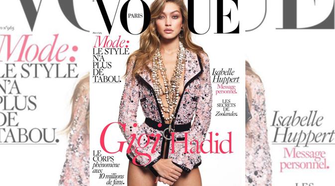 Gigi Hadid berpose untuk sampul depan majalah Vogue Paris. (foto: instagram.com/gigihadid)