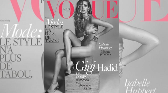 Gigi Hadid berpose telanjang tampil di sampul depan majalah Vogue Paris. (foto: instagram.com/gigihadid)