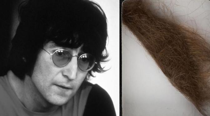 Seikat rambut John Lennon yang akan dilelang seharga Rp 137 juta. (foto: mirror.co.uk)