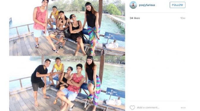 Al Ghazali dan Alyssa Daguise liburan ke Pulau Seribu [foto: instagram/poejyfurious]