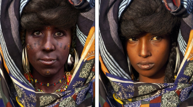 Boglarka Balogh, perempuan yang mengedit wajahnya menggantikan rupa perempuan suku primitif Afrika. (Boglarka Balogh Csaba Szabo)