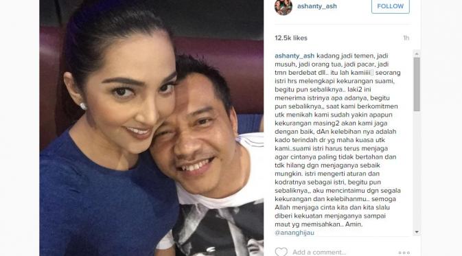 Ashanty ungkap kebahagiaan pasca menikah dengan Anang Hermansyah [foto: instagram/ashanty_ash]