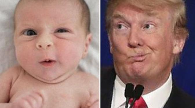Ekspresi bayi ini mirip dengan pebisnis Donald Trump. Sumber: Pinterest