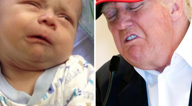 Ekspresi bayi ini mirip dengan pebisnis Donald Trump. Sumber: Pinterest