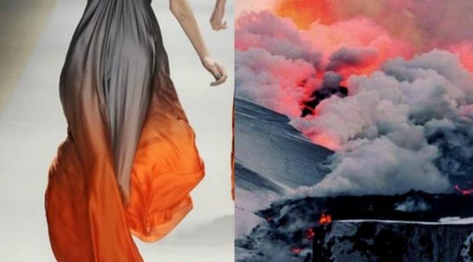 gaun terinspirasi oleh gunung yang meletus (via: istimewa)