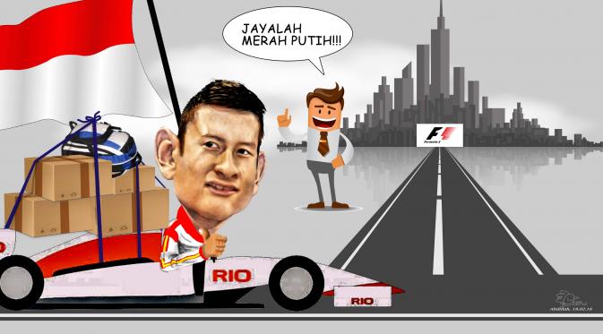 Karikatur Rio Haryanto Menuju Formula Satu (Liputan6.com/Abdillah)