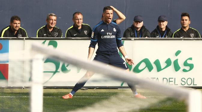 Cristiano Ronaldo di pertandingan Malaga vs Real Madrid (Reuters)