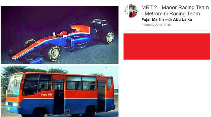 Komentar netizen soal mobil F1 Rio Haryanto | Via: path.com