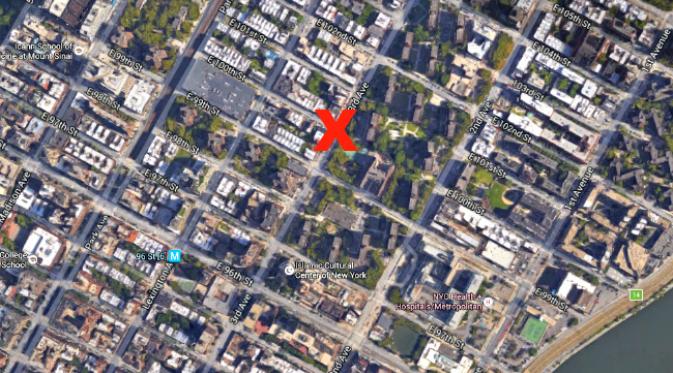 Lokasi kejadian 'pembajakan' bus oleh seorang penumpang yang dilarang merokok di Third Avenue dan East 100th Street. (Sumber Google Maps)
