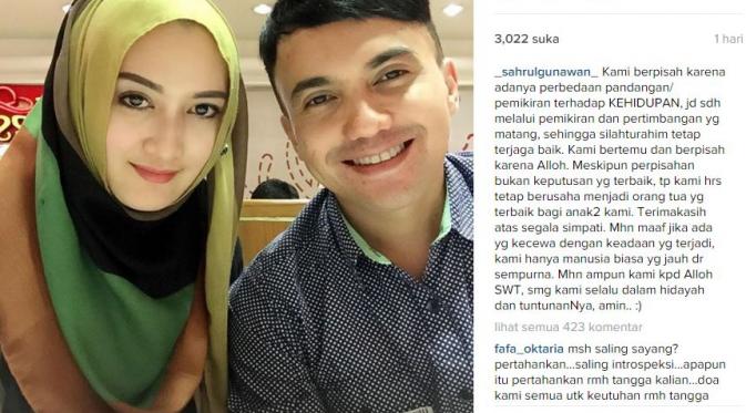 Sahrul Gunawan dan Indriani Hadi (Instagram/@_sahrulgunawan_)