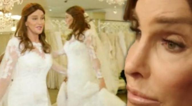 Caitlyn Jenner dalam gaun pengantin yang mirip Kate Middleton.