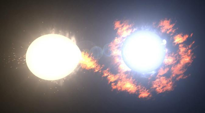 Algol adalah sistem bintang kembar di gugusan bintang Perseus yang saling mengelilingi satu sama lain. (Sumber Daily Galaxy)