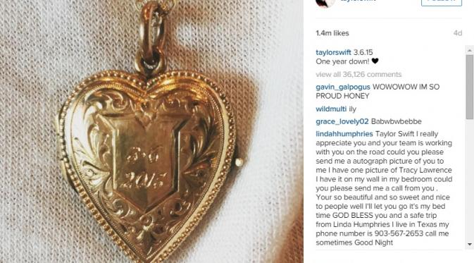 Hadiah Calvin Harris untuk Taylor Swift (Source: Instagram)