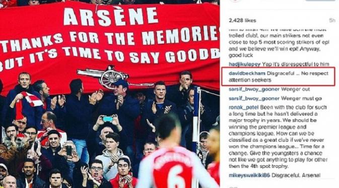 Beckham mengomentari instagram fans Arsenal /@arsenal_worldwide/Daily Mail