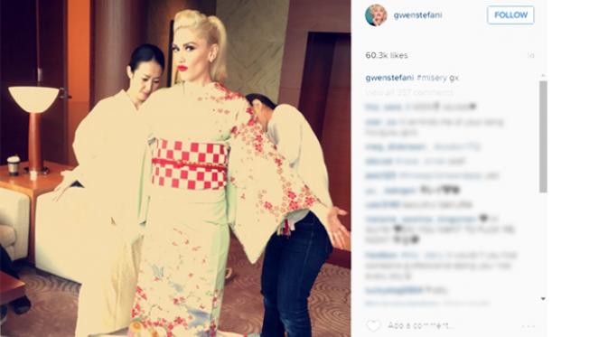 Foto Gwen Stefani dalam Instagram dengan hashtag misery. (Instagram) 