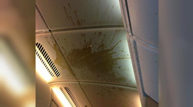Kopi yang terlempar ke langit-langit kabin pesawat (Foto: Alan Cross/Daily Mail).