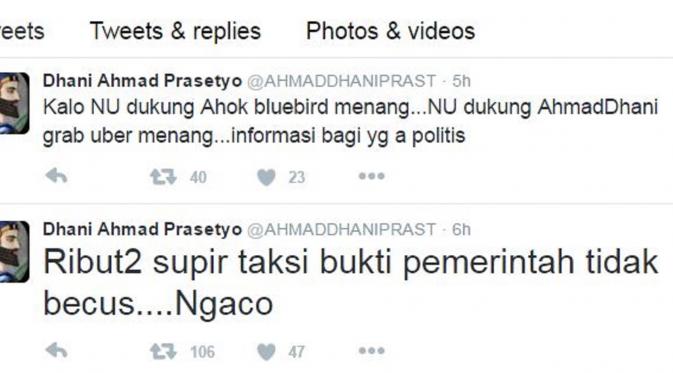 Ahmad Dhani berkicau atas demo taksi (Twitter/@@AHMADDHANIPRAST )