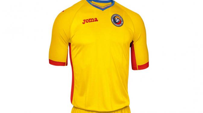 Jersey seragam tim nasional Romania di ajang Piala Eropa 2016. (Footyheadlines).