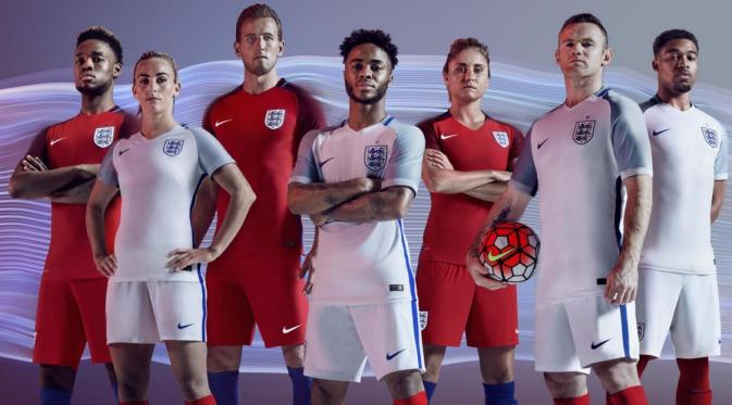 Seragam tim nasional Inggris di ajang Piala Eropa 2016. (Nike).
