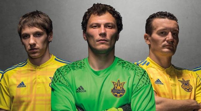 Seragam tim nasional Ukraina di ajang Piala Eropa 2016. (Adidas).