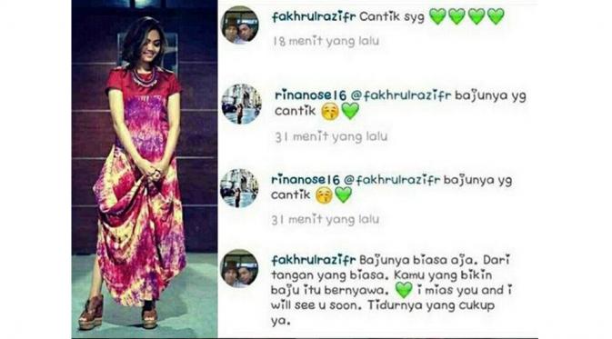 Rina Nose dan Fakhrul Razi bermesraan di media sosial, (Instagram)