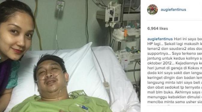 Augie Fantinus sedang menjalani perawatan akibat serangan jantung. (Instagram/@augiefantinus)