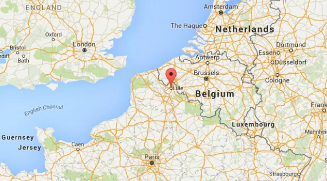 Letak kota Lille, Prancis, di perbatasan dengan Belgia yang merupakan tempat tinggal leluhur bangsa Flander. (Sumber Google Maps)