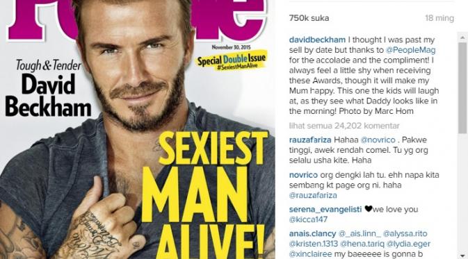 David Beckham dinobatkan sebagai pria terseksi tahun 2015 versi majalan People. (Instagram)